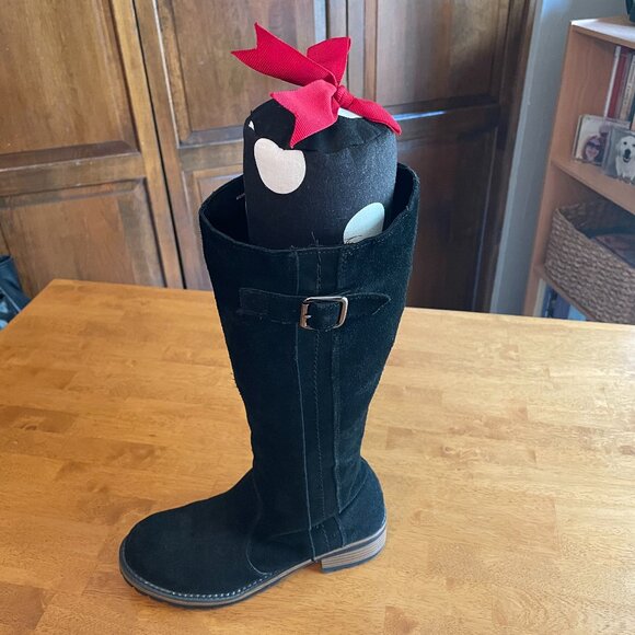 One set black white polka dot boot shapers with red bow - Picture 5 of 5